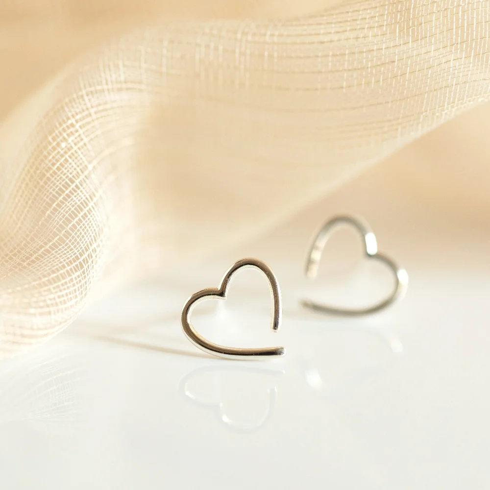 Open Heart Earrings (S925) - Picture 5 of 9